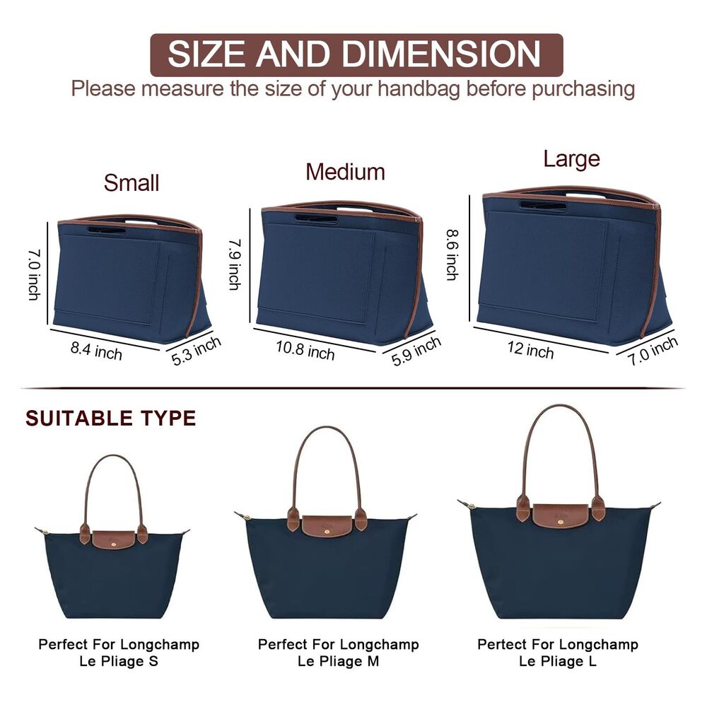 8570 Felt Purse Organizer Insert for Longchamp Le Pliage L Bag Handbag - Picture 2 of 6